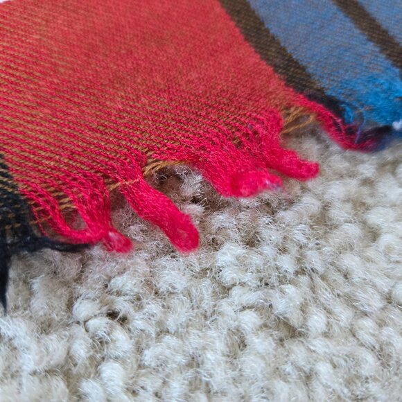 Coach 100% Wool Colorful Plaid Square Scarf - Picture 5 of 11